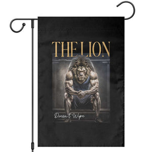 Funny The Lion Doesnt Wipe Garden Flag Gen Z Joke Brainrot Raunchy Meme TS11 Black Print Your Wear