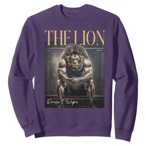 Funny The Lion Doesnt Wipe Sweatshirt Gen Z Joke Brainrot Raunchy Meme TS11 Purple Print Your Wear