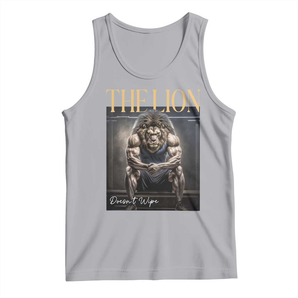 Funny The Lion Doesnt Wipe Tank Top Gen Z Joke Brainrot Raunchy Meme TS11 Athletic Heather Print Your Wear