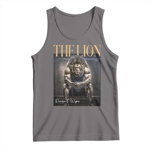 Funny The Lion Doesnt Wipe Tank Top Gen Z Joke Brainrot Raunchy Meme TS11 Deep Heather Print Your Wear