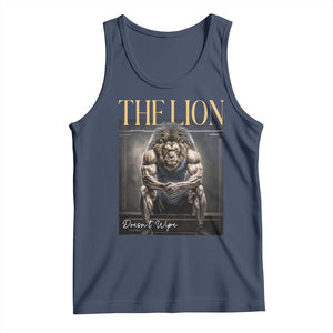 Funny The Lion Doesnt Wipe Tank Top Gen Z Joke Brainrot Raunchy Meme TS11 Navy Print Your Wear