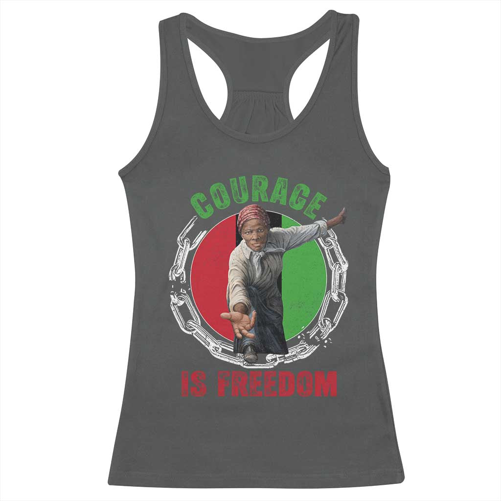 Harriet Tubman Racerback Tank Top Courage Is Freedom Black History Hero TS11 Dark Heather Print Your Wear