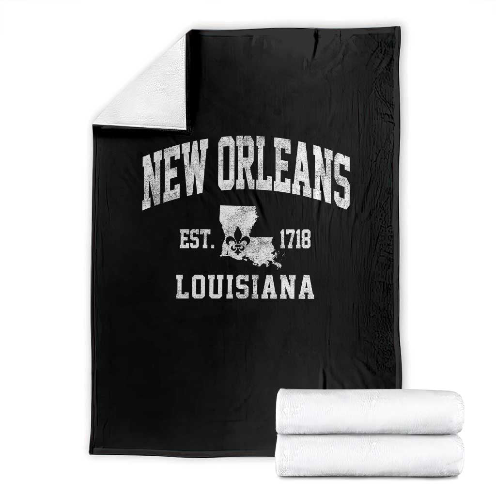 New Orleans Louisiana LA Est 1718 Throw Blanket TS11 Black Print Your Wear