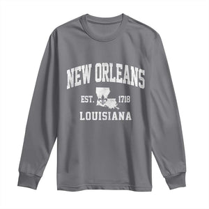 New Orleans Louisiana LA Est 1718 Long Sleeve Shirt TS11 Charcoal Print Your Wear