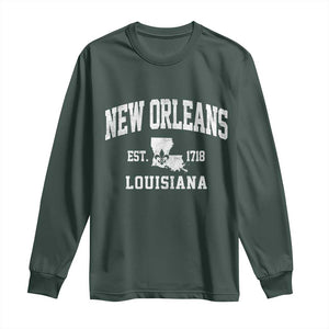 New Orleans Louisiana LA Est 1718 Long Sleeve Shirt TS11 Dark Forest Green Print Your Wear