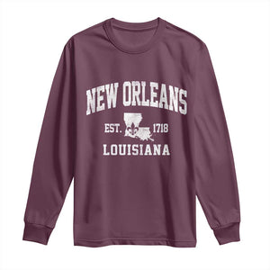 New Orleans Louisiana LA Est 1718 Long Sleeve Shirt TS11 Maroon Print Your Wear