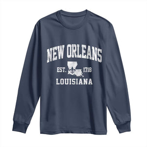 New Orleans Louisiana LA Est 1718 Long Sleeve Shirt TS11 Navy Print Your Wear