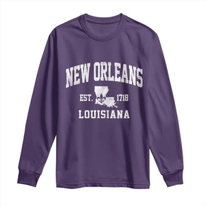 New Orleans Louisiana LA Est 1718 Long Sleeve Shirt TS11 Purple Print Your Wear