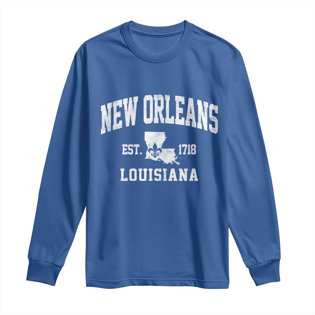 New Orleans Louisiana LA Est 1718 Long Sleeve Shirt TS11 Royal Blue Print Your Wear