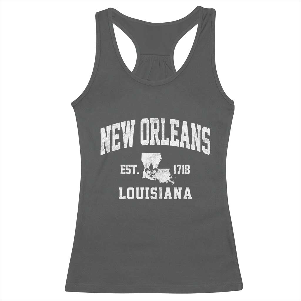 New Orleans Louisiana LA Est 1718 Racerback Tank Top TS11 Dark Heather Print Your Wear