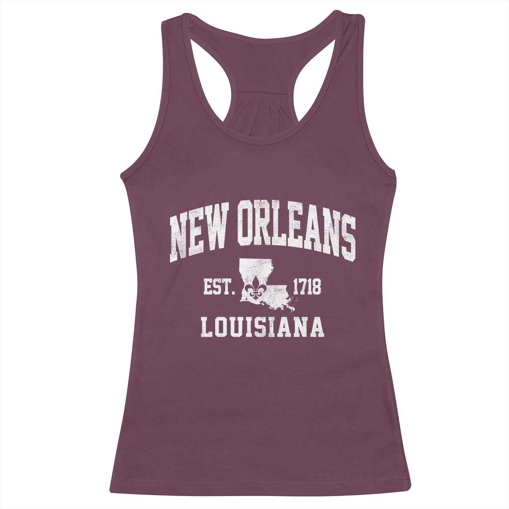 New Orleans Louisiana LA Est 1718 Racerback Tank Top TS11 Maroon Print Your Wear