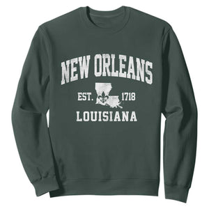 New Orleans Louisiana LA Est 1718 Sweatshirt TS11 Dark Forest Green Print Your Wear