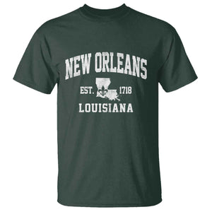 New Orleans Louisiana LA Est 1718 T Shirt TS11 Dark Forest Green Print Your Wear