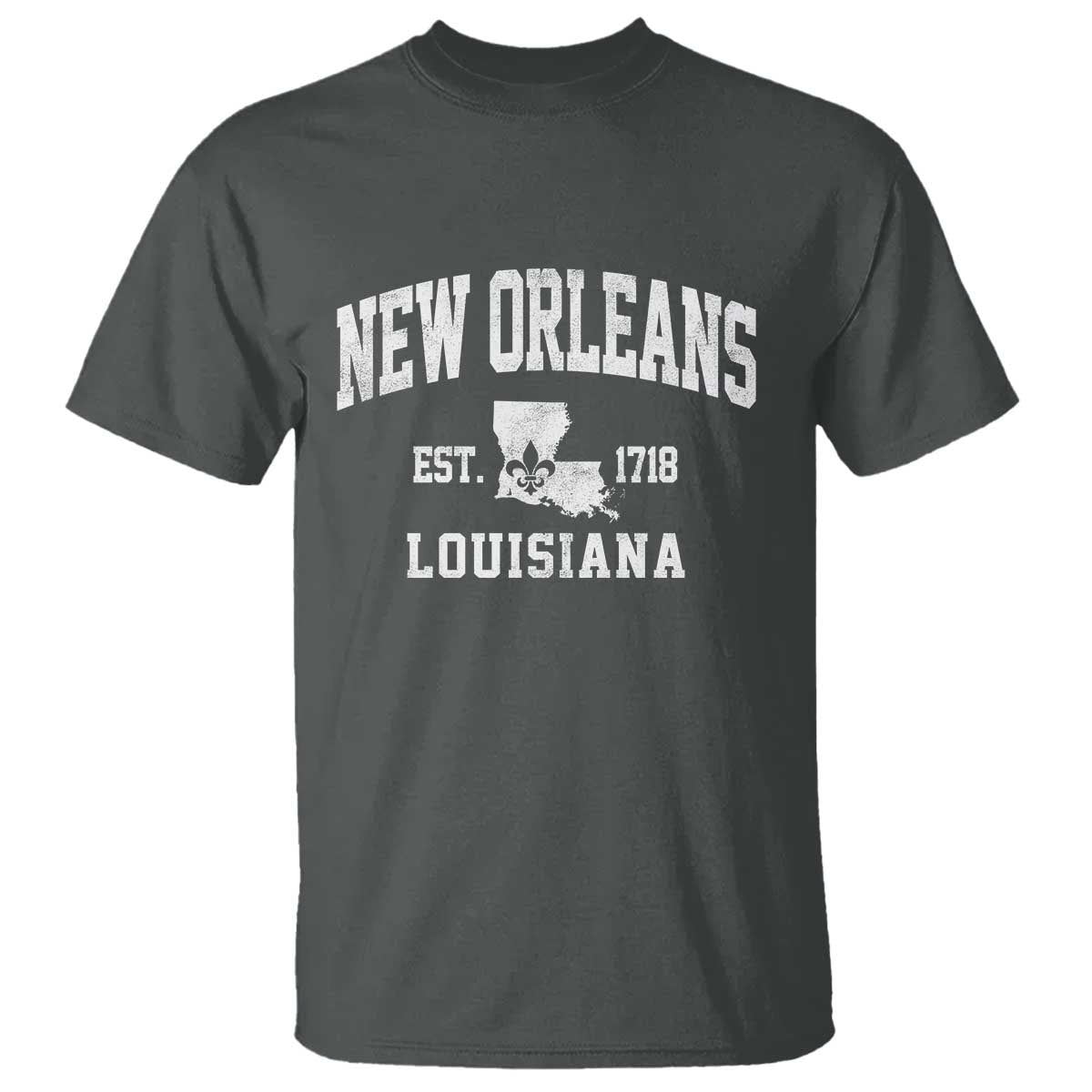 New Orleans Louisiana LA Est 1718 T Shirt TS11 Dark Heather Print Your Wear