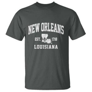 New Orleans Louisiana LA Est 1718 T Shirt TS11 Dark Heather Print Your Wear