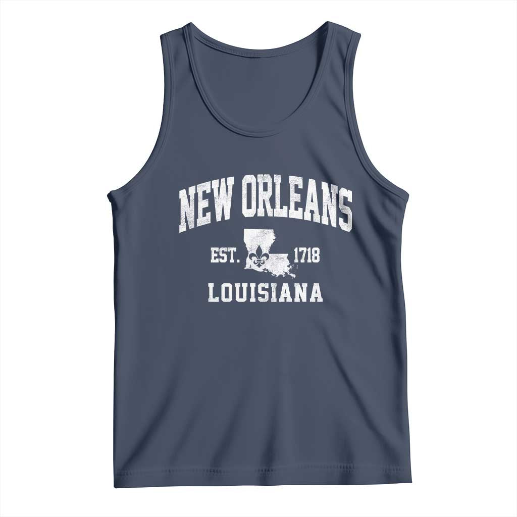 New Orleans Louisiana LA Est 1718 Tank Top TS11 Navy Print Your Wear
