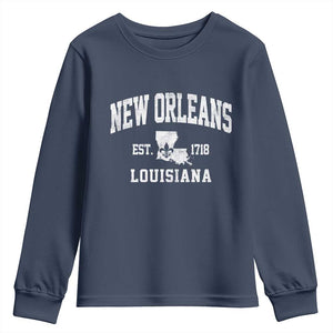 New Orleans Louisiana LA Est 1718 Youth Sweatshirt TS11 Navy Print Your Wear