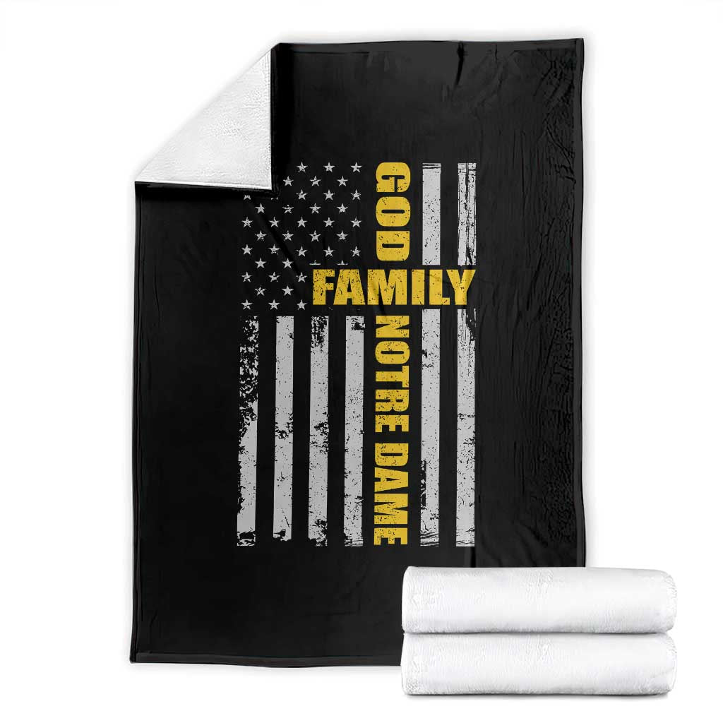 God Family Notre Dame Throw Blanket Irish Patriotic American Flag TS11 Black Print Your Wear