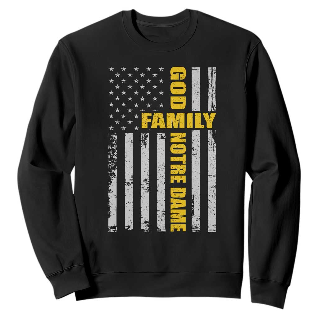 God Family Notre Dame Sweatshirt Irish Patriotic American Flag TS11 Black Print Your Wear