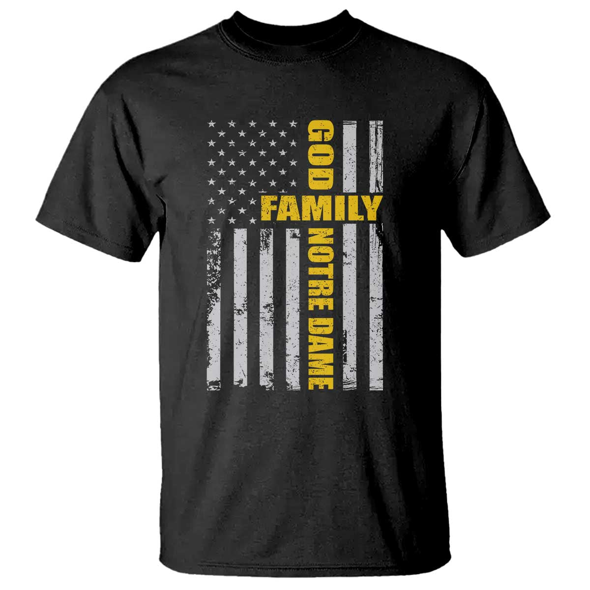 God Family Notre Dame T Shirt Irish Patriotic American Flag TS11 Black Print Your Wear