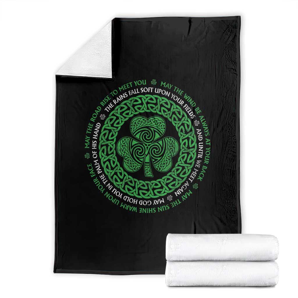 Irish Blessing May The Road Rise To Meet You Throw Blanket Celtic Knot Shamrock TS11 Black Print Your Wear
