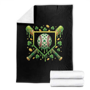 St Patricks Day Baseball Ice Cream Drip Home Plate Throw Blanket TS11 Black Print Your Wear