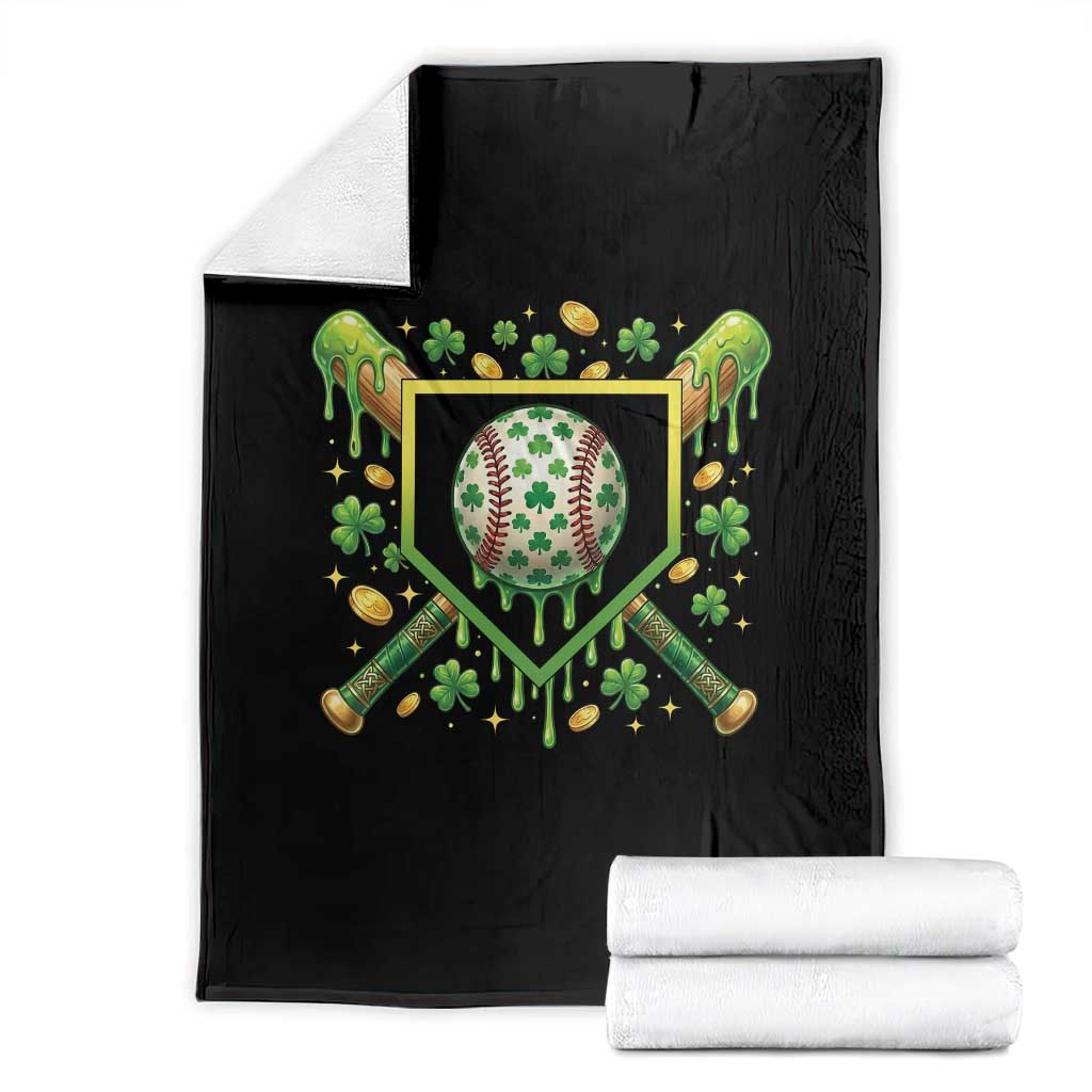 St Patricks Day Baseball Ice Cream Drip Home Plate Throw Blanket TS11 Black Print Your Wear