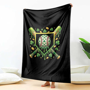 St Patricks Day Baseball Ice Cream Drip Home Plate Throw Blanket TS11 Print Your Wear