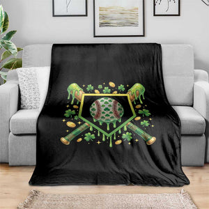St Patricks Day Baseball Ice Cream Drip Home Plate Throw Blanket TS11 Print Your Wear