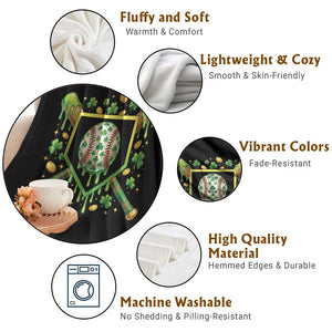 St Patricks Day Baseball Ice Cream Drip Home Plate Throw Blanket TS11 Print Your Wear