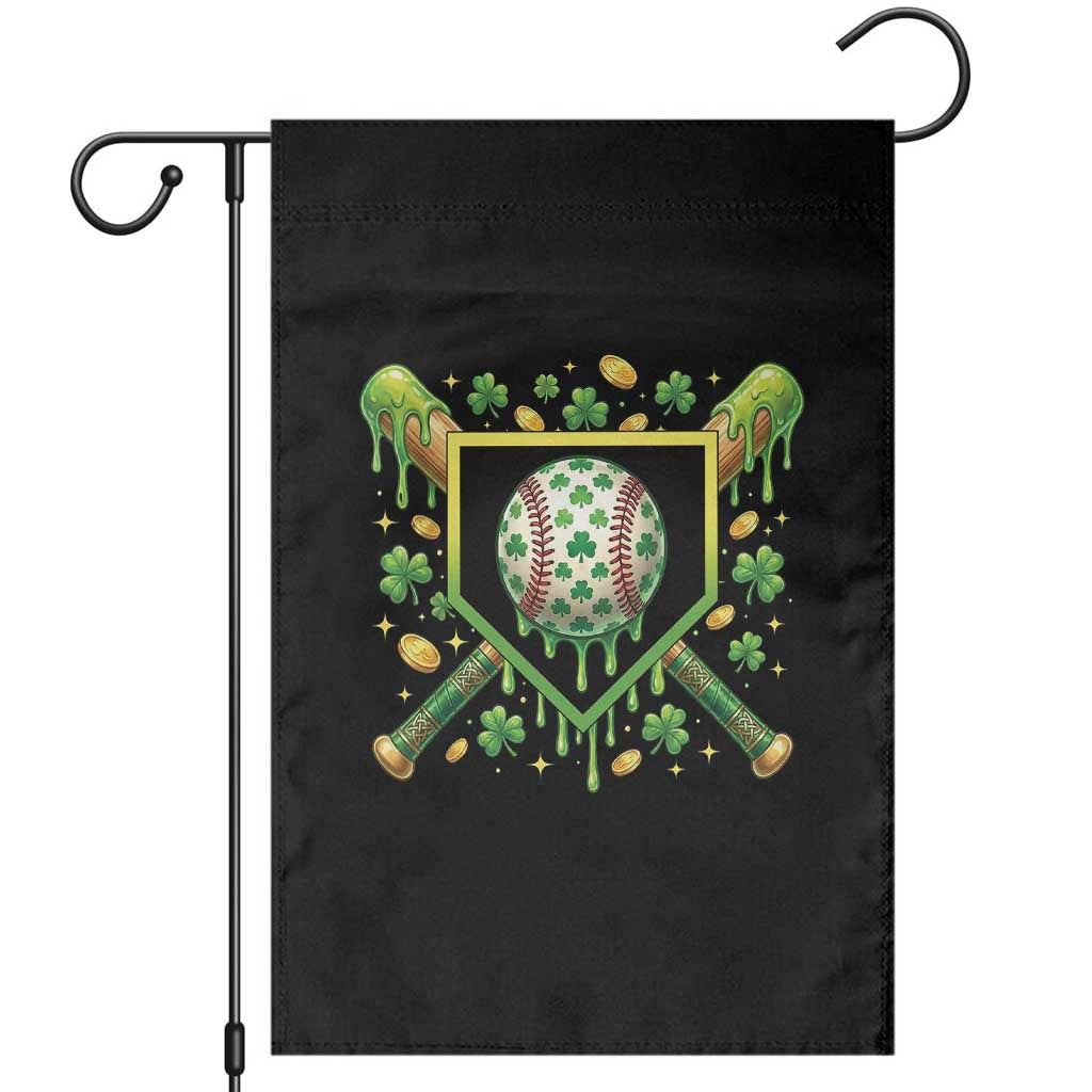 St Patricks Day Baseball Ice Cream Drip Home Plate Garden Flag TS11 Black Print Your Wear