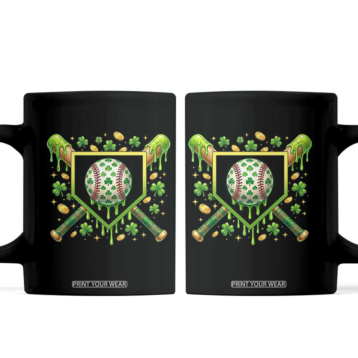 St Patricks Day Baseball Ice Cream Drip Home Plate Coffee Mug TS11 Black Print Your Wear