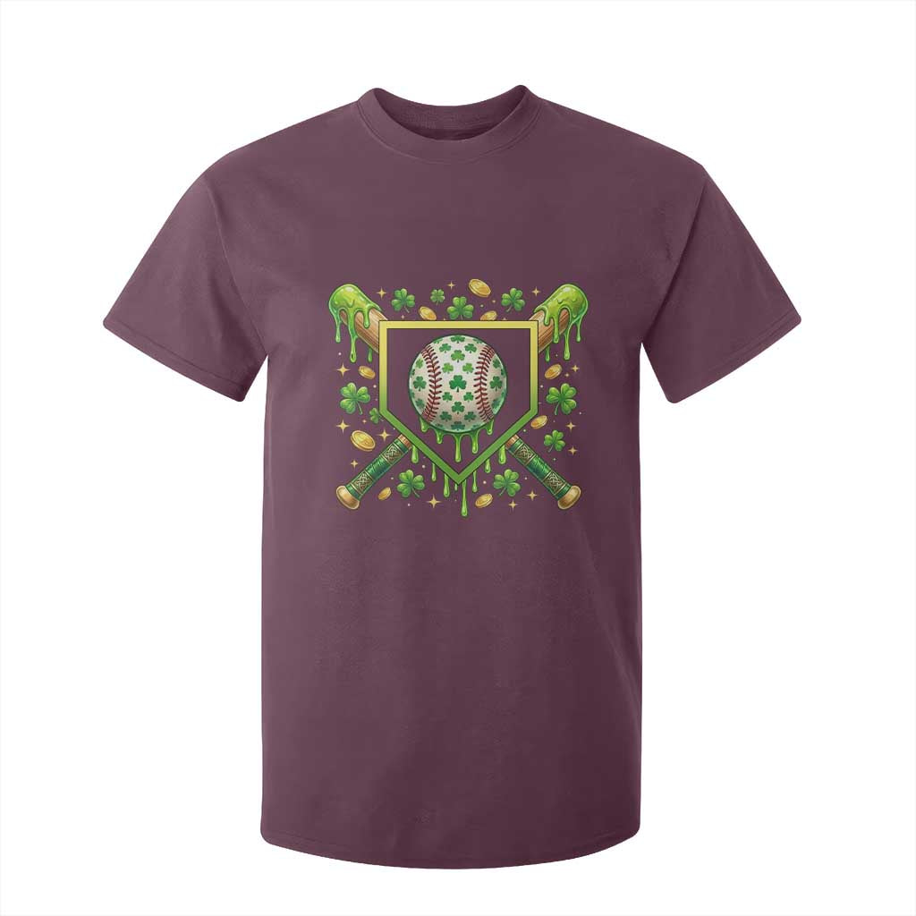 St Patricks Day Baseball Ice Cream Drip Home Plate T Shirt For Kid TS11 Maroon Print Your Wear