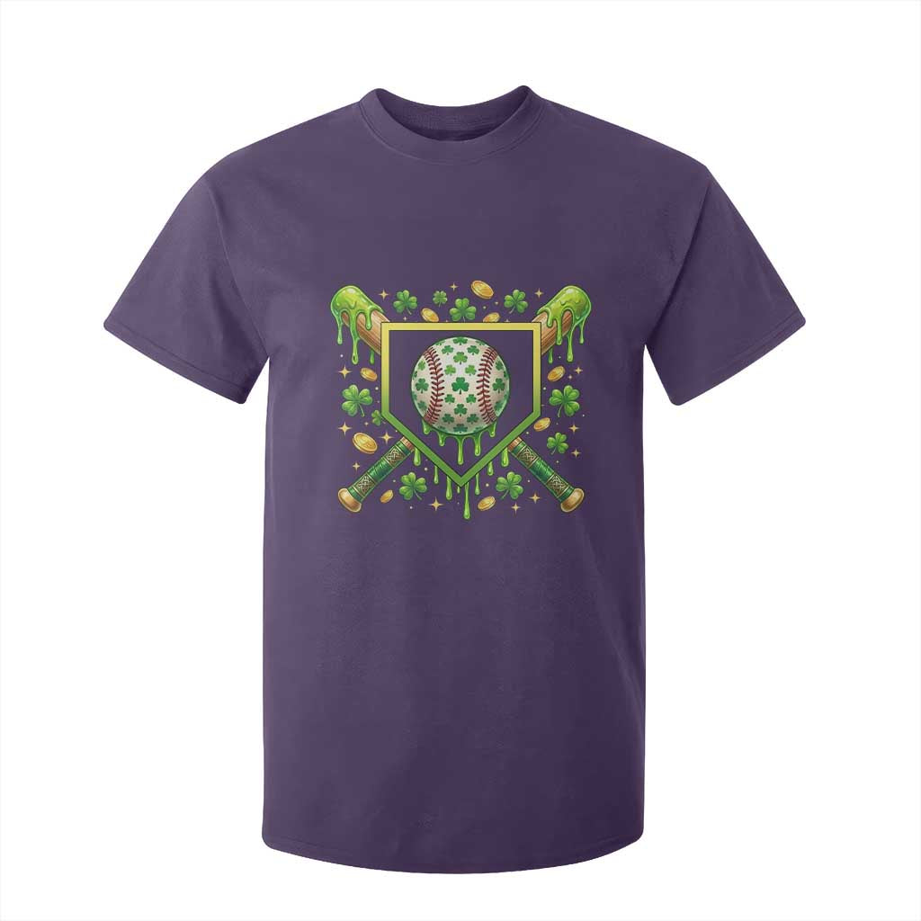 St Patricks Day Baseball Ice Cream Drip Home Plate T Shirt For Kid TS11 Purple Print Your Wear