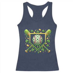 St Patricks Day Baseball Ice Cream Drip Home Plate Racerback Tank Top TS11 Navy Print Your Wear
