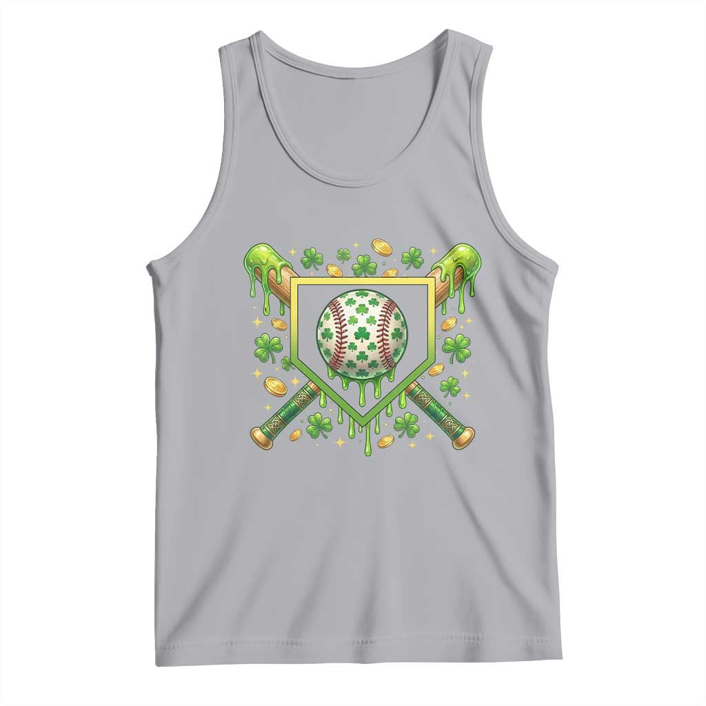 St Patricks Day Baseball Ice Cream Drip Home Plate Tank Top TS11 Athletic Heather Print Your Wear