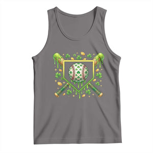St Patricks Day Baseball Ice Cream Drip Home Plate Tank Top TS11 Deep Heather Print Your Wear