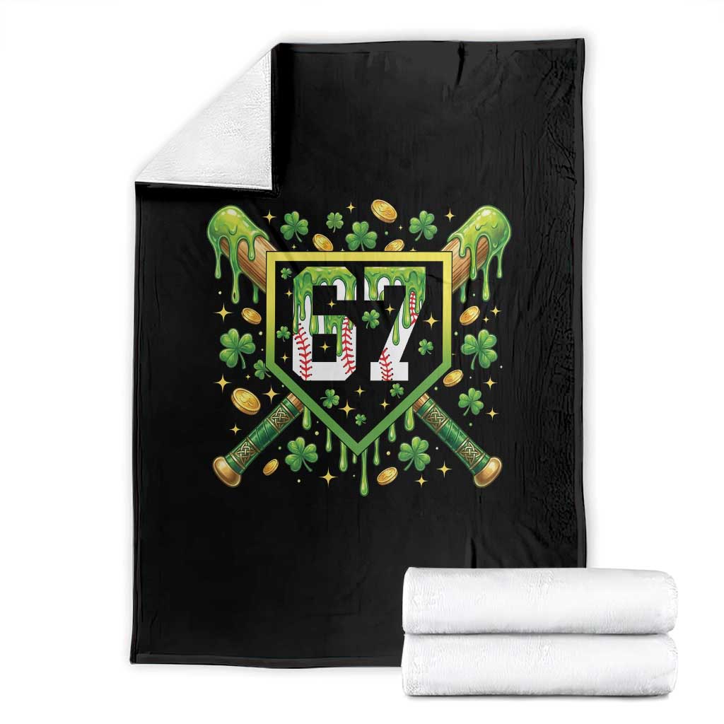 Funny St Patricks Day 67 Six Seven Baseball Ice Cream Drip Throw Blanket TS11 Black Print Your Wear