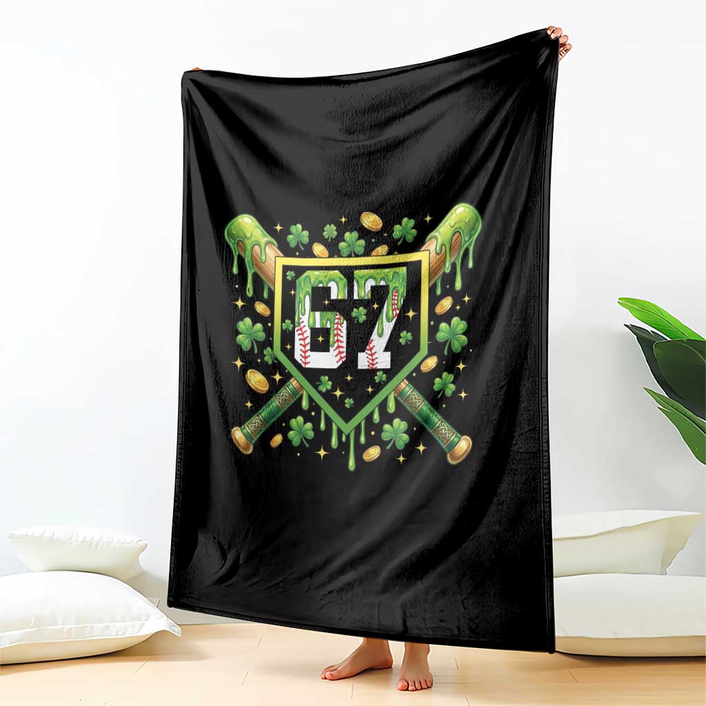 Funny St Patricks Day 67 Six Seven Baseball Ice Cream Drip Throw Blanket TS11 Print Your Wear