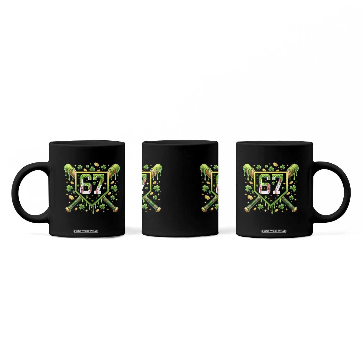 Funny St Patricks Day 67 Six Seven Baseball Ice Cream Drip Coffee Mug TS11 Print Your Wear
