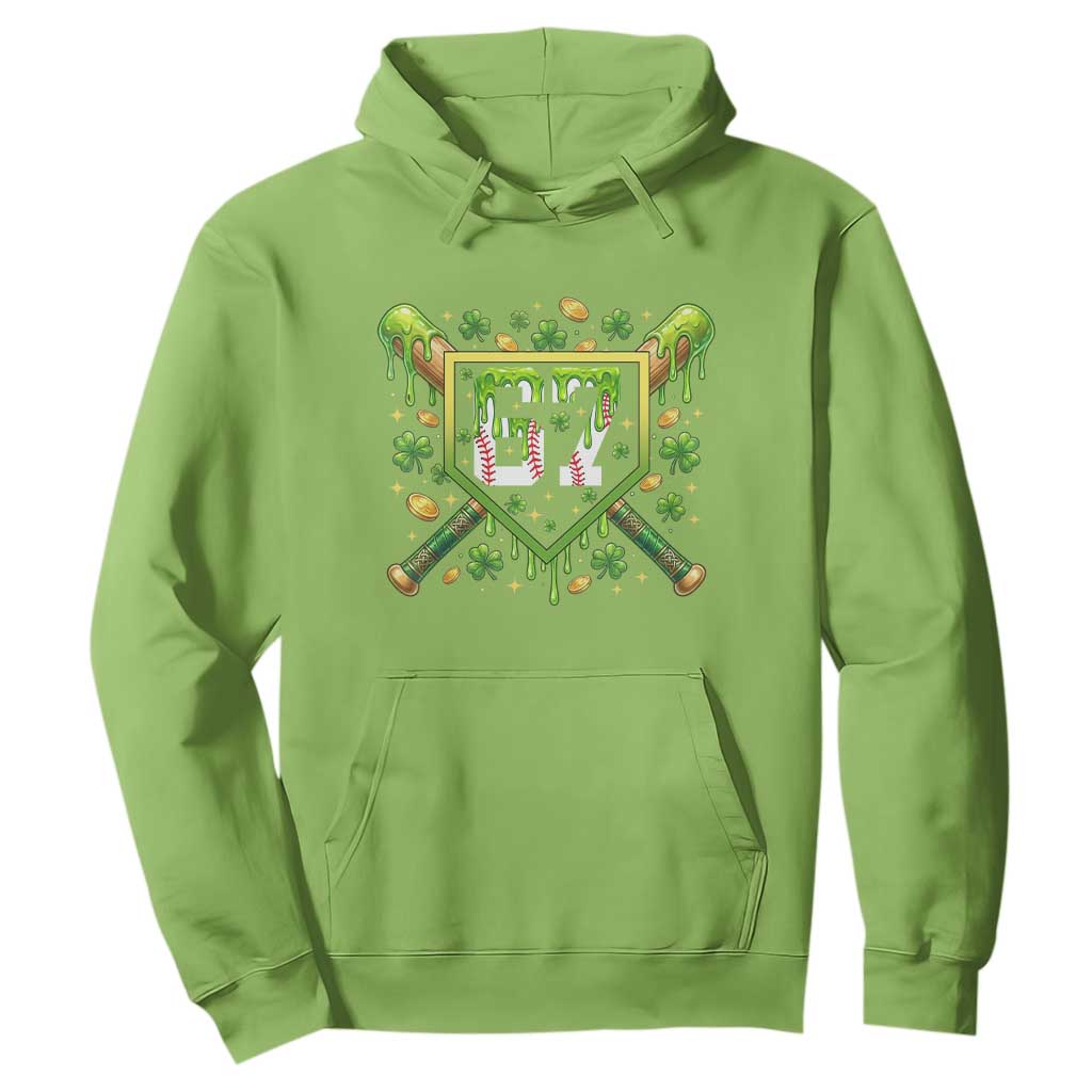 Funny St Patricks Day 67 Six Seven Baseball Ice Cream Drip Hoodie TS11 Lime Print Your Wear