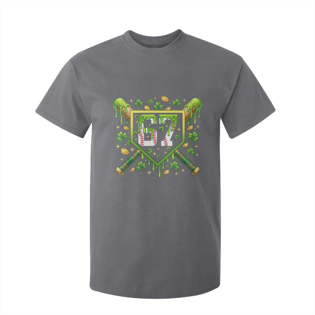 Funny St Patricks Day 67 Six Seven Baseball Ice Cream Drip T Shirt For Kid TS11 Charcoal Print Your Wear
