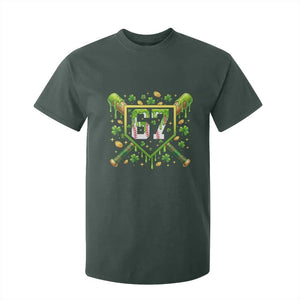 Funny St Patricks Day 67 Six Seven Baseball Ice Cream Drip T Shirt For Kid TS11 Dark Forest Green Print Your Wear