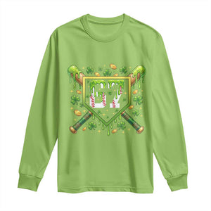 Funny St Patricks Day 67 Six Seven Baseball Ice Cream Drip Long Sleeve Shirt TS11 Lime Print Your Wear
