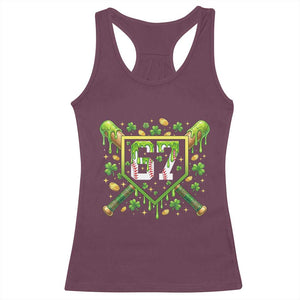 Funny St Patricks Day 67 Six Seven Baseball Ice Cream Drip Racerback Tank Top TS11 Maroon Print Your Wear