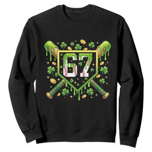 Funny St Patricks Day 67 Six Seven Baseball Ice Cream Drip Sweatshirt TS11 Black Print Your Wear