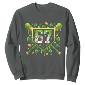 Funny St Patricks Day 67 Six Seven Baseball Ice Cream Drip Sweatshirt TS11 Dark Heather Print Your Wear