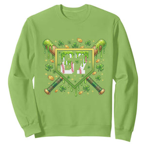 Funny St Patricks Day 67 Six Seven Baseball Ice Cream Drip Sweatshirt TS11 Lime Print Your Wear