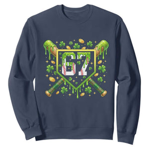Funny St Patricks Day 67 Six Seven Baseball Ice Cream Drip Sweatshirt TS11 Navy Print Your Wear
