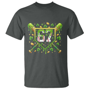 Funny St Patricks Day 67 Six Seven Baseball Ice Cream Drip T Shirt TS11 Dark Heather Print Your Wear